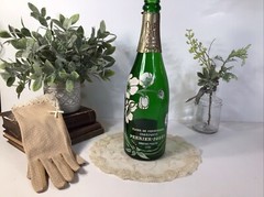 Vintage Perrier-Jouet Fleur De Champagne Bottle~1976~Hand Painted Flowers~Empty~