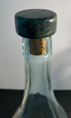 Vintage Glass Italian Chianti Wine Bottle, Demijohn Shaped, Cork Made to Fit