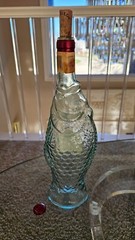 Fish Shaped Italian Wine Empty Bottle 13&Prime; Pescevino VTG Glass Sculpture Nautical