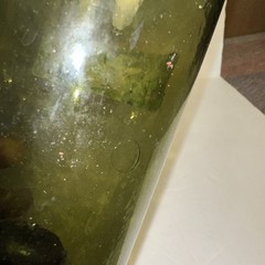 Antique Hand Blown Thick Green Deep Punt Base Wine Glass Bottle 12”