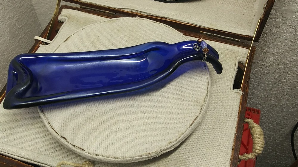 Ergonomic Dish Slumped Blue Wine Glass Bottle
