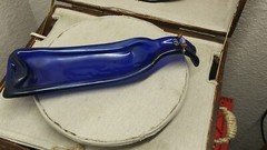 Ergonomic Dish Slumped Blue Wine Glass Bottle