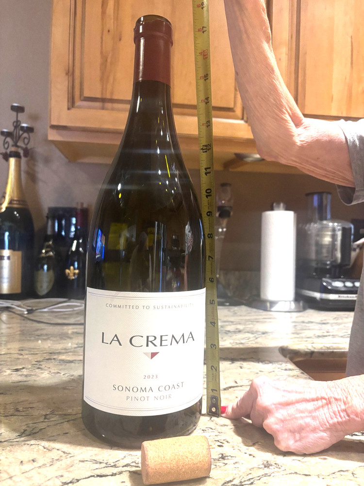 RARE 2022 3 Liter LA CREMA SONOMA PINOT EMPTY WINE BOTTLE & CORK
