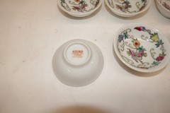 Vintage Set of 6 Chinese Mijiu or Rice Wine Cups Traditional Art Bird