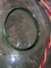 Italian Chianti Fiasco Bottle Internal Ice Chamber Glass Straw Wine Vtg 15inch