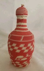 Vintage Demijohn French Liquor Bottle Plastic Wicker Woven Nice!