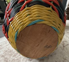 Vintage Spain Wine Bottle Plastic Woven Wicker Handle Empty Boho
