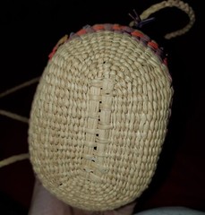 Vintage Wicker Demijohn Wine bottle Lady design w/neck strap made in Ecuador