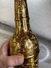 Ornate Gold/Gilded Hand Carved/Etched Liquor Bottle Decor/Decoration/Tumbler!