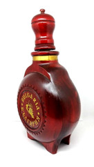 BULGARIAN Wooden Wine Bottle Decanter w/ Top & Stopper, 10-1/4&Prime; Tall