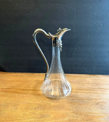 Handblown Glass & Pewter Carafe Decanter by Jean Goardere Wine Made in France