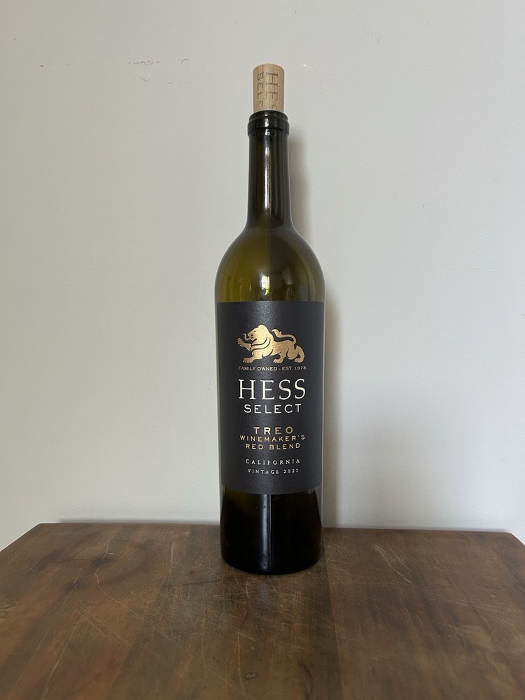 Empty Hess Treo Red Blend Wine Bottle Brown Glass Cork & Label Perfect Condition