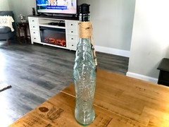 VINTAGE BLUE GREEN FISH ITALIAN GLASS BOTTLE WINE BOTTLE DECANTER w/ STOPPER 14&Prime;