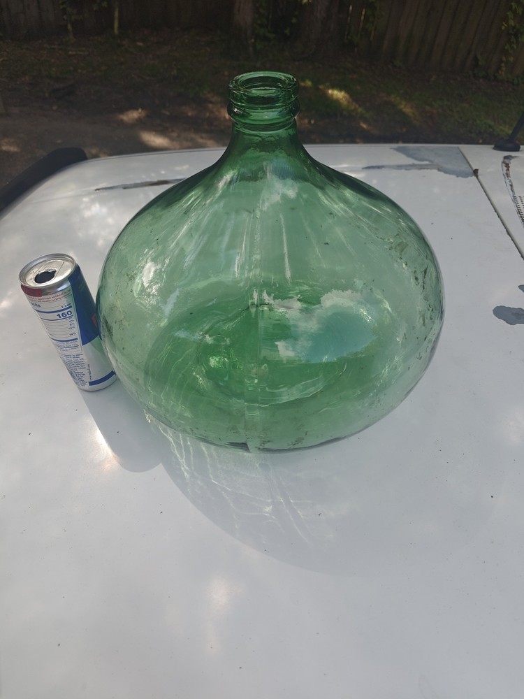 Vintage French Demijohn / Green Glass