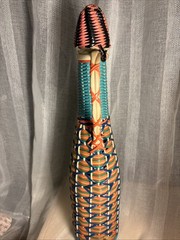 VTG Glass Liqueur Woven Scoubidou Demijohn Viresa Spain Wicker Bottle Boho 1960s