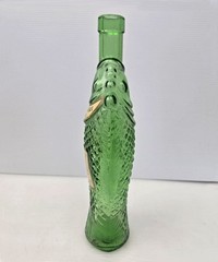 1969 Antinori Bianco Green Glass Fish Wine Bottle Della Costa Toscana Italy 10&Prime;