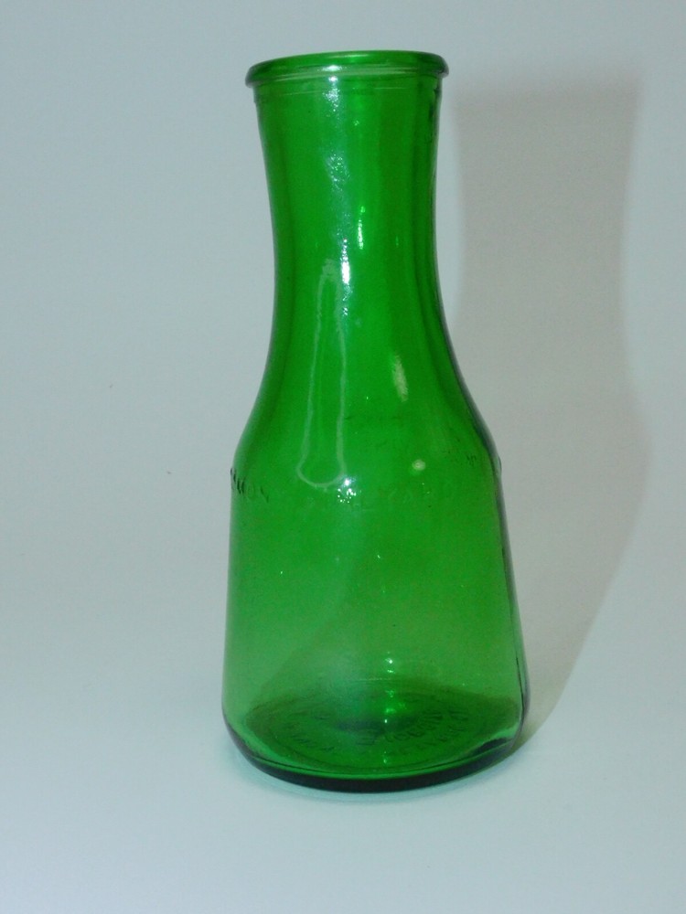 Vintage M LAMONT VINEYARDS 2/5 Pint Green Glass Empty Wine Cruets Bottles.