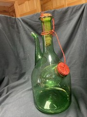 Vintage Italian Hand Blown Green Wine Decanter w/ice Chamber