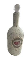 Hand painted wine bottle, unique bar decor & gifts, touch of France, Happiness.