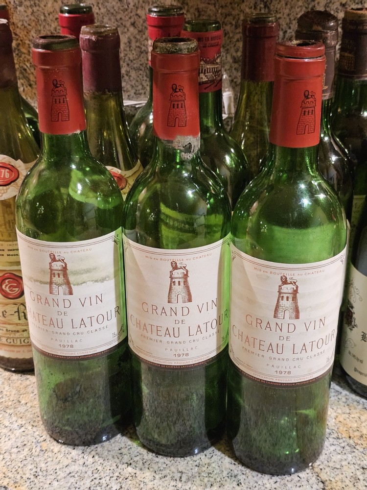 3 1978 Chateau LATOUR Premier Grand Cru Empty Vintage Wine Bottle GRAND VIN