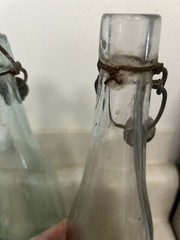 2 Vintage Hand Blown Wine Bottles With Stoppers