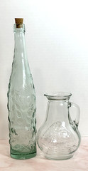 Wine Bottles Set (2) Green Glass Decorative Wine Bottles