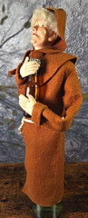 Vtg Folk Art Handmade Monk Doll Bottle Cover Wine Liquor 15&Prime; x 8&Prime; Humorous Decor