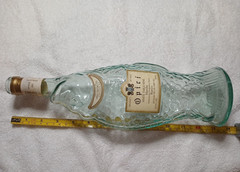 Vintage Green Glass Fish Shaped Wine Bottle 13&Prime; Empty Opici Pescevino Marche