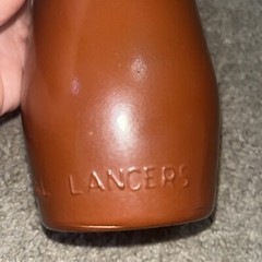 Portugal Lancers Brown Painted 9 In Wine Bottle, J.M. da Fonseca Inter., Empty