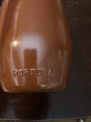 Vintage J.M. DA Fonseca Portugal Brown Painted 6&Prime; Glass Bottle