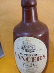 LANCERS 1966 VIN ROSE Brown Painted Glass Jug Portugal /JM Da Fonseca Empty
