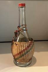 MCM Roma Wines Clear Glass Chianti Fiasco Bottle Woven Raffia&Dripless Cap
