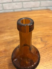 Antique Benedictine Wine Bottle Amber Brown Embossed Glass Bottle