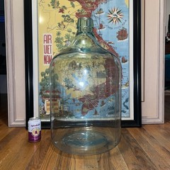 VTG HUGE 1936 Carboy 12 Gal. Bottle Jug DemiJohn 26” Aqua Hand Blown Glass RARE!