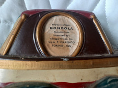 Vintage Viarengo Painted Gondola Boat Shelf Art Glass Wine Bottle Torino Italy