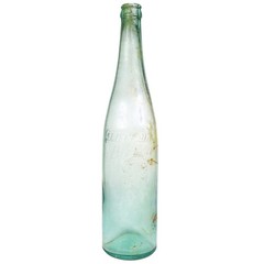 California Blair 13&Prime; Tall Vintage Glass Embossed Wine Bottle Green Tint Bubbles