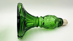 Vintage large Emerald Green Glass Street Lamp Wine Decanter Bottle 19&Prime;