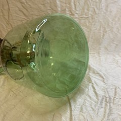 Vintage Italian Hand Blown Green Glass Wine Decanter Jug Bottle 13”tall, LAMP!