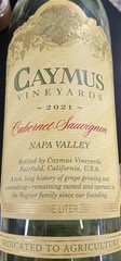 Caymus Vineyards 2021 Cabernet Sauvignon Napa Valley ONE LITER Empty Bottle