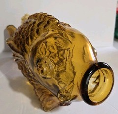 Lg Vintage Amber Glass Italian Fish Wine Decanter Bottle 15&Prime;