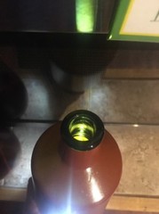 VTG J.M. DA FONSECA PORTUGAL BROWN GREEN GLASS WINE BOTTLE PAINTED INTERNATIONAL