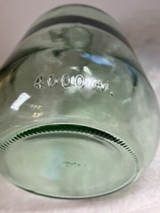 Vintage Green Glass Jug 4 Liters/1 Gallon w/Handle & Lid