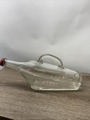 London Winery Glass Sideways Wine Bottle Boat Design -Vintage 1960&rsquo;s Red Cap