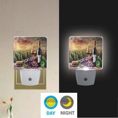 Grapes Wine Glass Bottle Night Lights 2 Pack Plug-in Wall Led 3×4.5×1.4 in A068