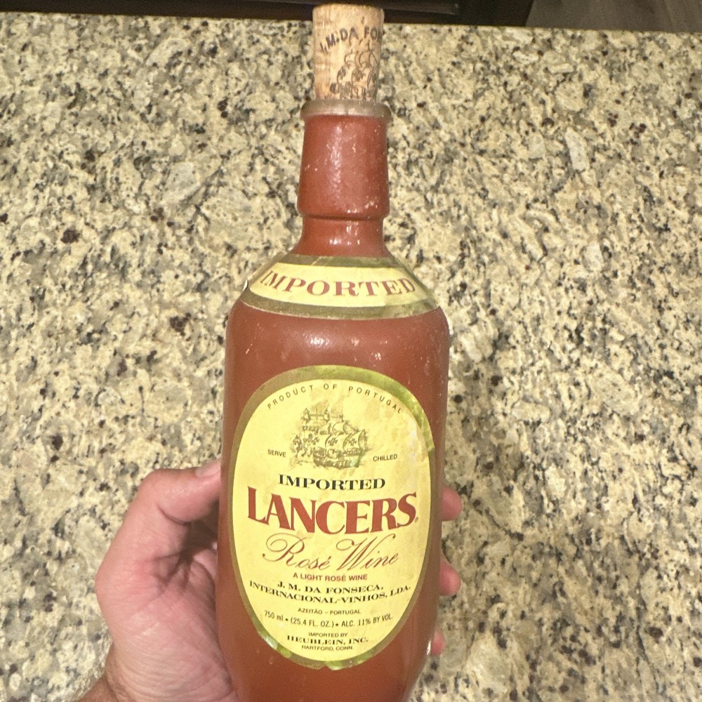 Lancers Rosé Wine 750 ml Brown Ceramic Bottle Portugal w/ Cork EMPTY