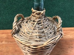 French Antique Demijohn Wine Bottle Green Glass