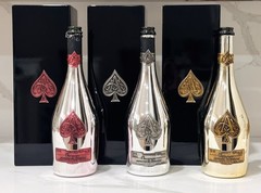 ACE OF SPADES Armand de Brignac 3 Empty Champagne Bottle & Box Pink Silver Gold
