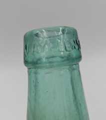 Antique 1860 Green 12&Prime; Wine Jug Valencia Glass Bottle Carbon Demijohn