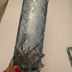 Lt. Blue Wine Bottle w/ Diamond Design-Hand Made In SPAIN—Recycled Glass-11.75&Prime;H