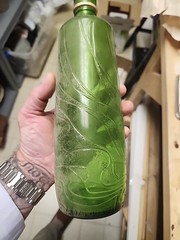 Antique 1960s Ripple Bottle Green